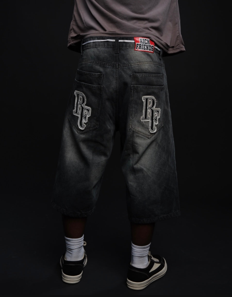 “Old Skool” Charcoal Baggy Jorts
